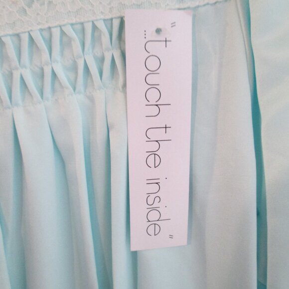 Miss Elaine Embroidered Lace Smocked Yoke Long Sleeve Turquoise NWT Sz XL - Picture 8 of 9